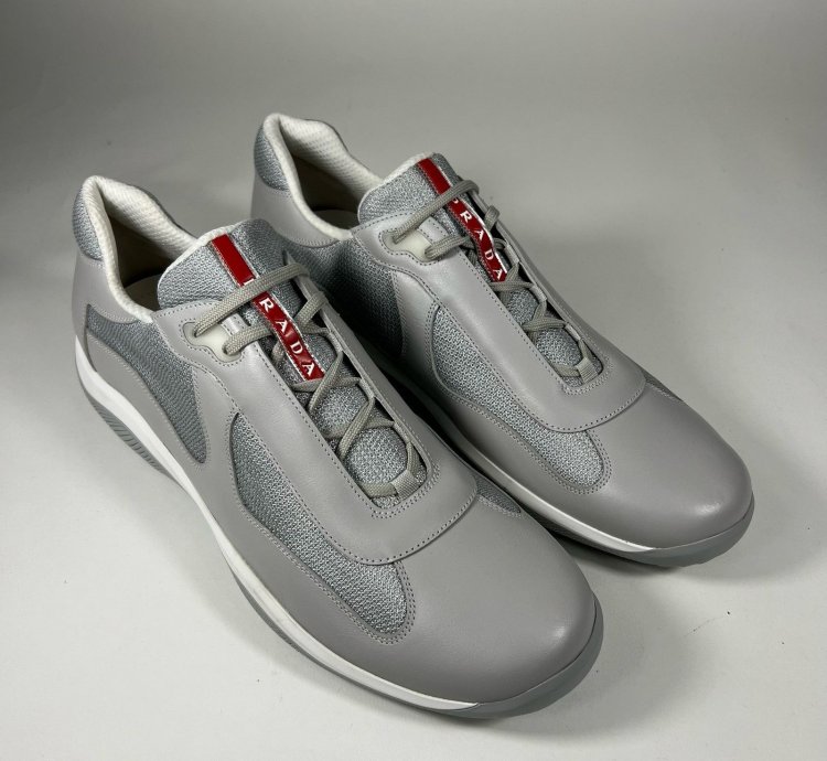 Size 13 - Prada American Cup Grey Leather Technical Fabric