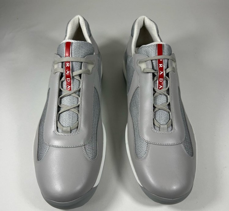 Size 13 - Prada American Cup Grey Leather Technical Fabric