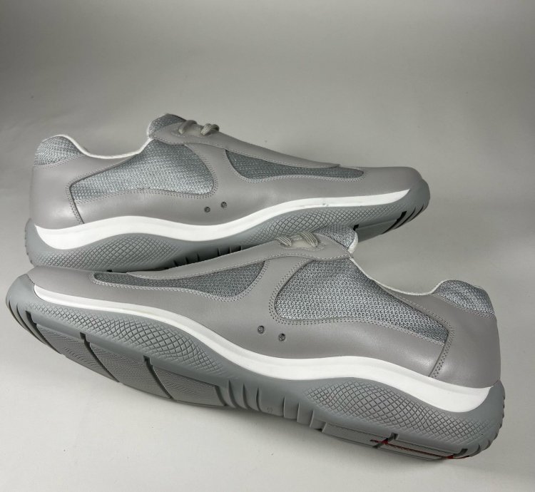 Size 13 - Prada American Cup Grey Leather Technical Fabric