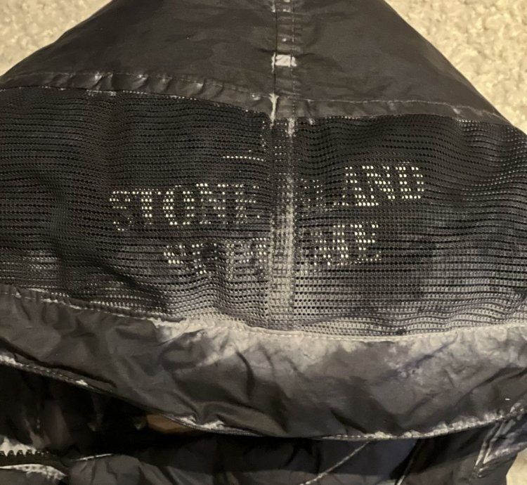 Supreme Stone Island Painted Camo Crinkle Down Jacket