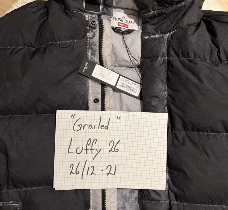 Supreme Stone Island Painted Camo Crinkle Down Jacket
