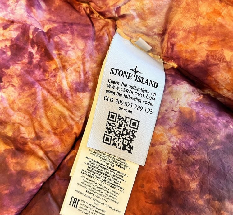 Supreme Stone Island Painted Camo Crinkle Down Jacket Coral