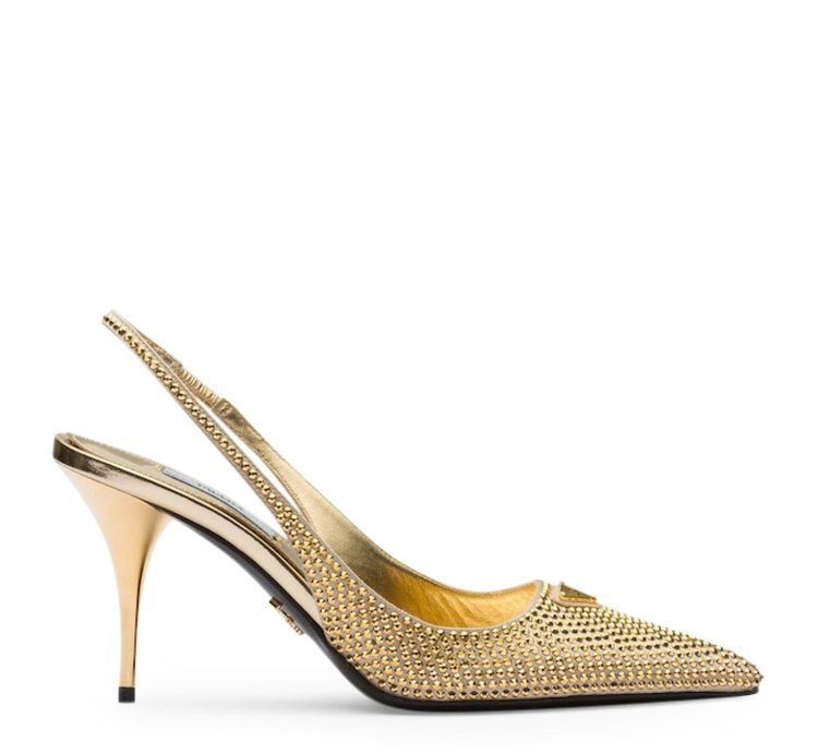 Slingback Collet In Satin With Crystals