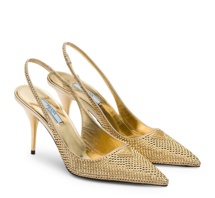 Slingback Collet In Satin With Crystals