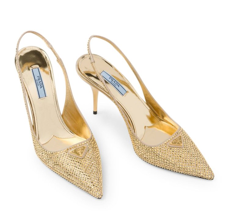Slingback Collet In Satin With Crystals