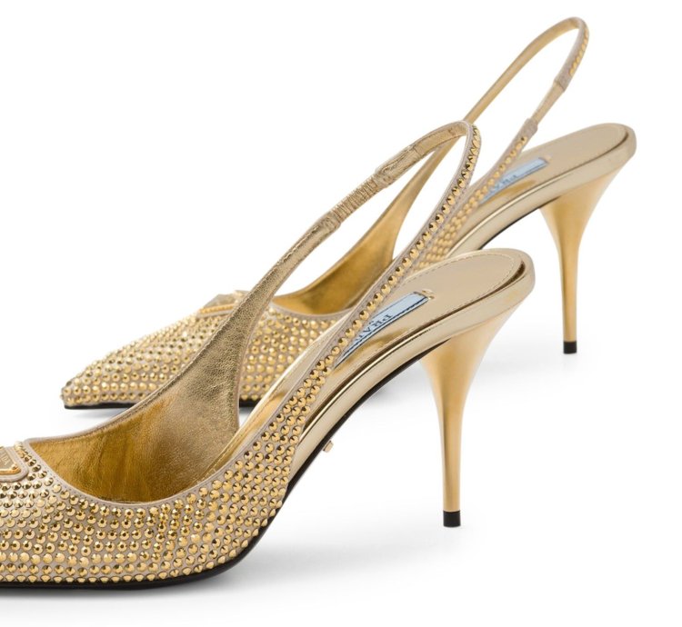 Slingback Collet In Satin With Crystals