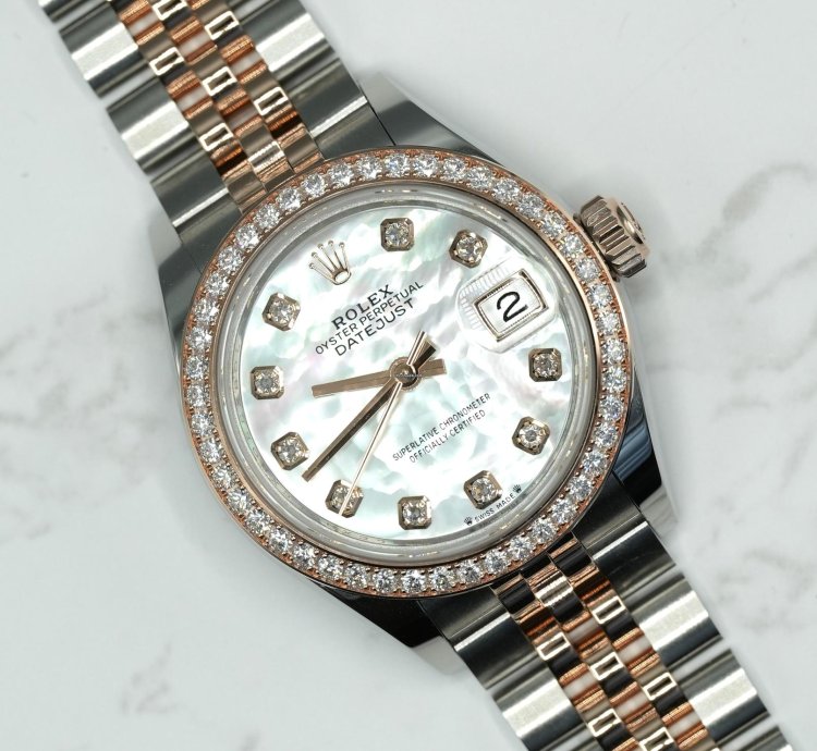 Rolex Lady-datejust 2024 Steel Gold Lady-datejust 28 Original Mop Dial And Bezel Unworn Box Papers 279381rbr