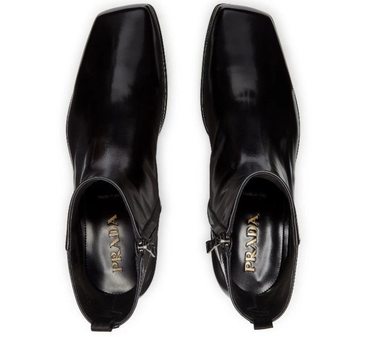 Ss24 Runway Prada Brushed Leather Ankle Square Toe Zip Boot