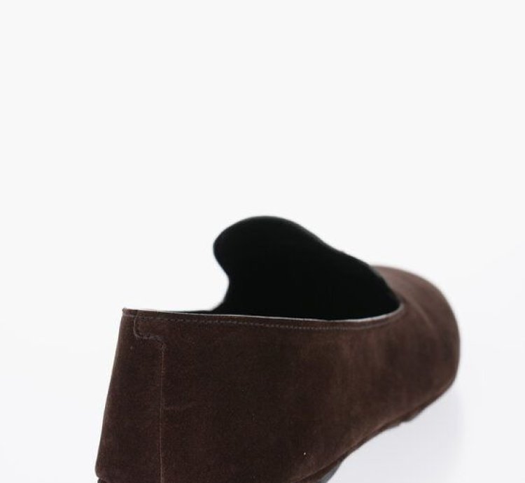 Suede Leather Loafers With Logo
