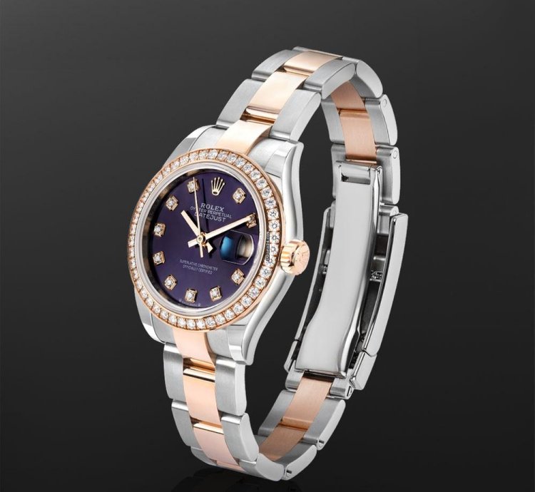Rolex Lady-datejust 279381rbr Steel 18k Rose Gold Purple Diamond Dial 28 Mm