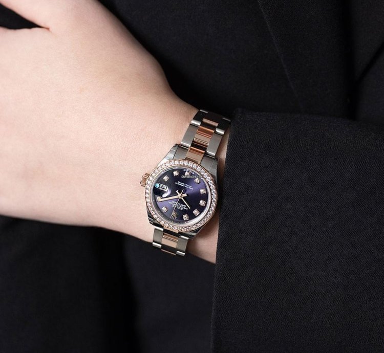 Rolex Lady-datejust 279381rbr Steel 18k Rose Gold Purple Diamond Dial 28 Mm