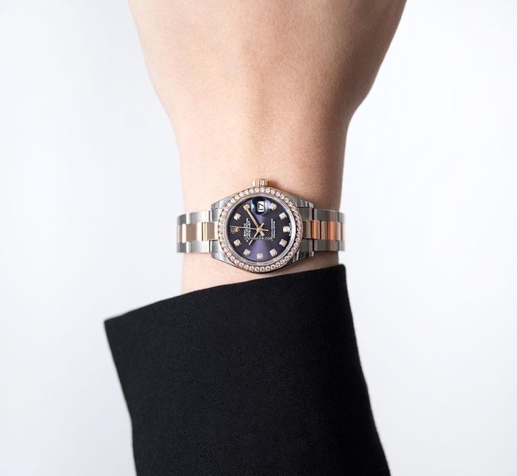 Rolex Lady-datejust 279381rbr Steel 18k Rose Gold Purple Diamond Dial 28 Mm