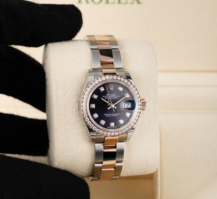 Rolex Lady-datejust 279381rbr Steel 18k Rose Gold Purple Diamond Dial 28 Mm