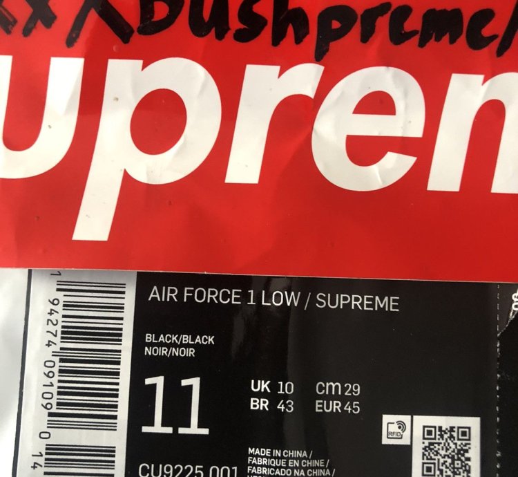 Supreme Air Force 1 Low Black