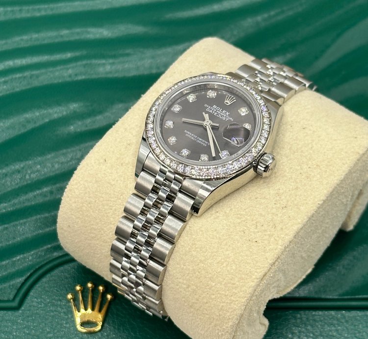 Rolex Lady-datejust 279384rbr Dark Grey Diamond Dial Jubilee