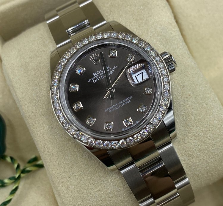 Rolex Lady-datejust 279384rbr Dark Grey Diamond Dial Oyster
