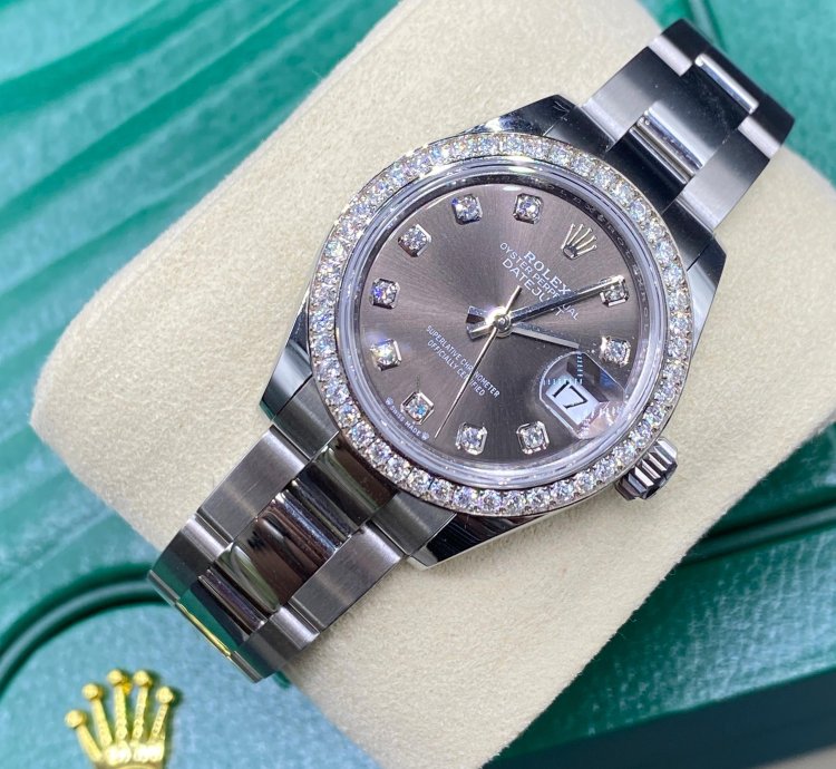 Rolex Lady-datejust 279384rbr Dark Grey Diamond Dial Oyster
