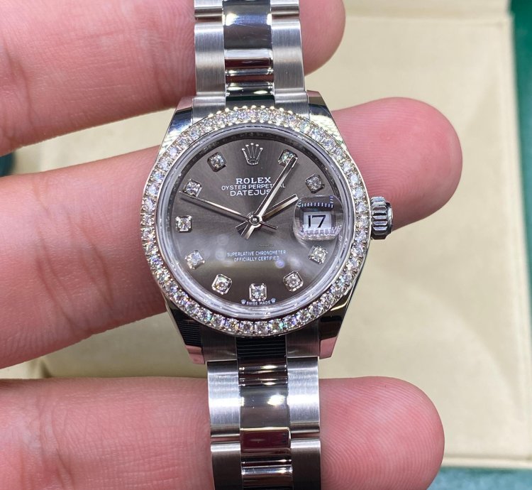 Rolex Lady-datejust 279384rbr Dark Grey Diamond Dial Oyster