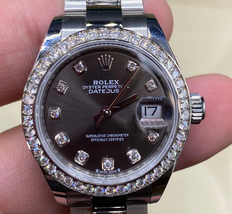 Rolex Lady-datejust 279384rbr Dark Grey Diamond Dial Oyster