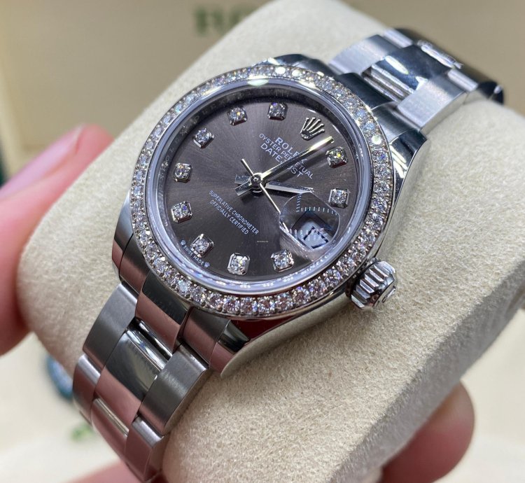 Rolex Lady-datejust 279384rbr Dark Grey Diamond Dial Oyster