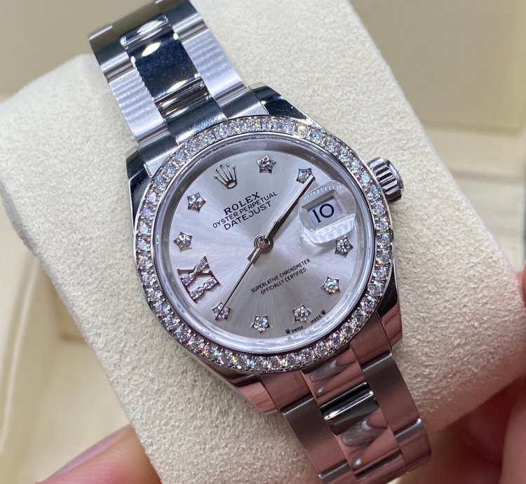 Rolex Lady-datejust 279384rbr Ix Silver Diamond Dial Oyster