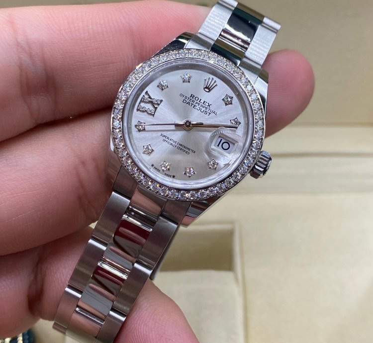 Rolex Lady-datejust 279384rbr Ix Silver Diamond Dial Oyster