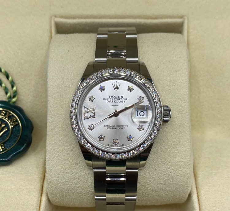 Rolex Lady-datejust 279384rbr Ix Silver Diamond Dial Oyster