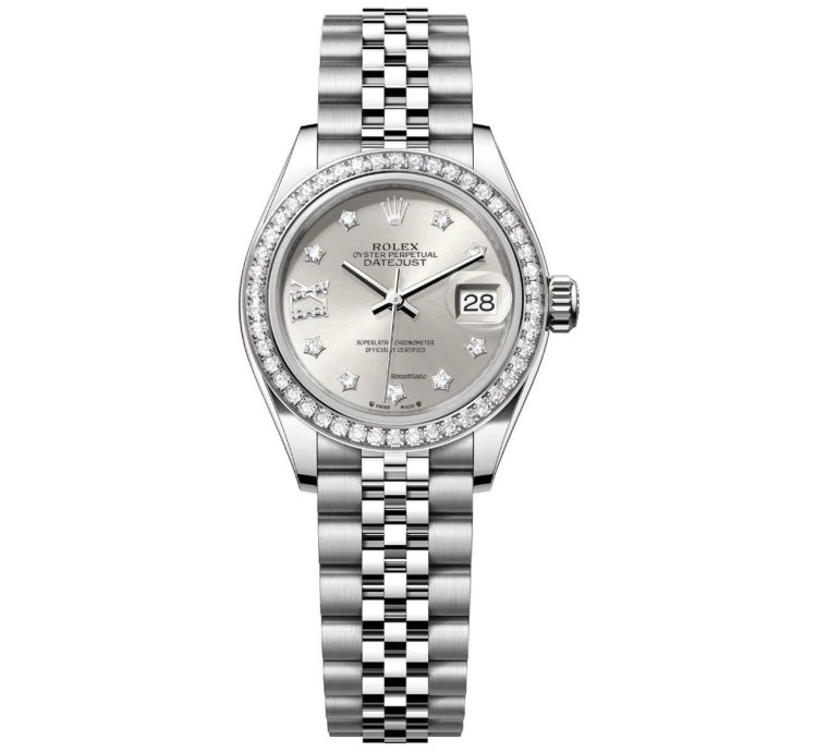 Rolex Lady-datejust 28 Steel And White Gold Diamond Bezel Silver Diamond Star Dial Jubilee 279384rbr-0021 Bracelet Watch 2024