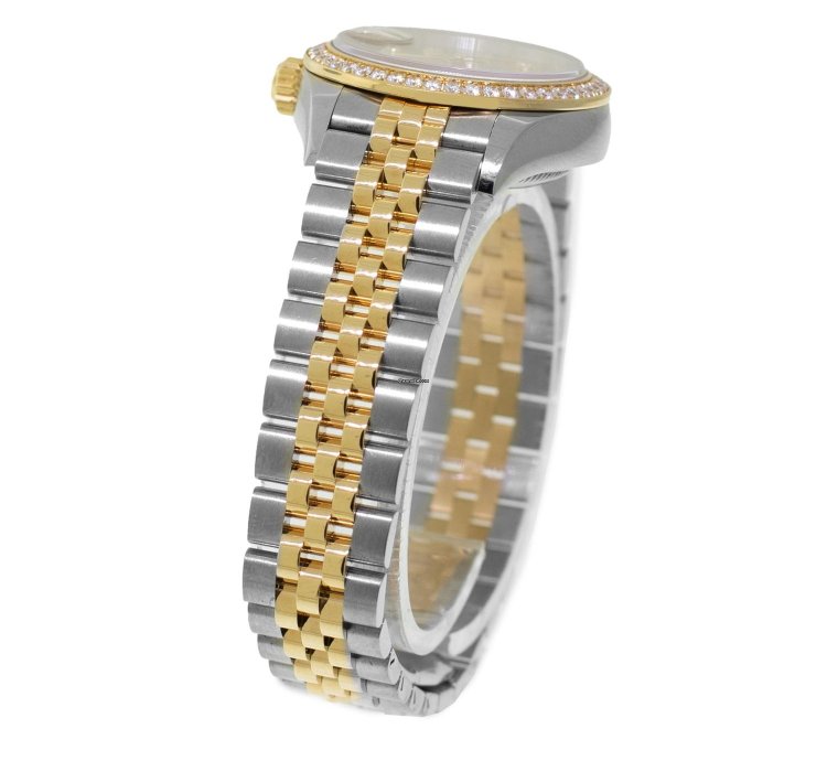 Rolex Lady-datejust 28mm Yellow Gold Steel Champagne Star Diamond Dial 279383