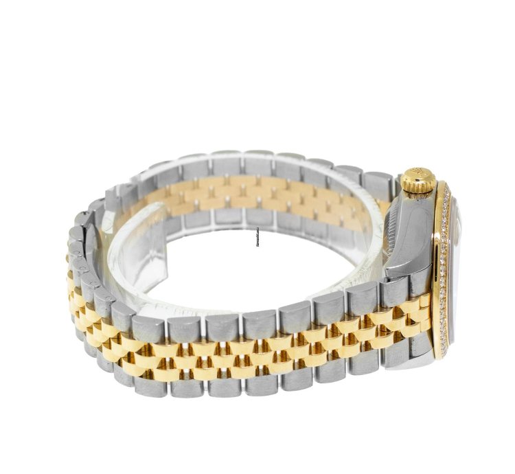 Rolex Lady-datejust 28mm Yellow Gold Steel Champagne Star Diamond Dial 279383