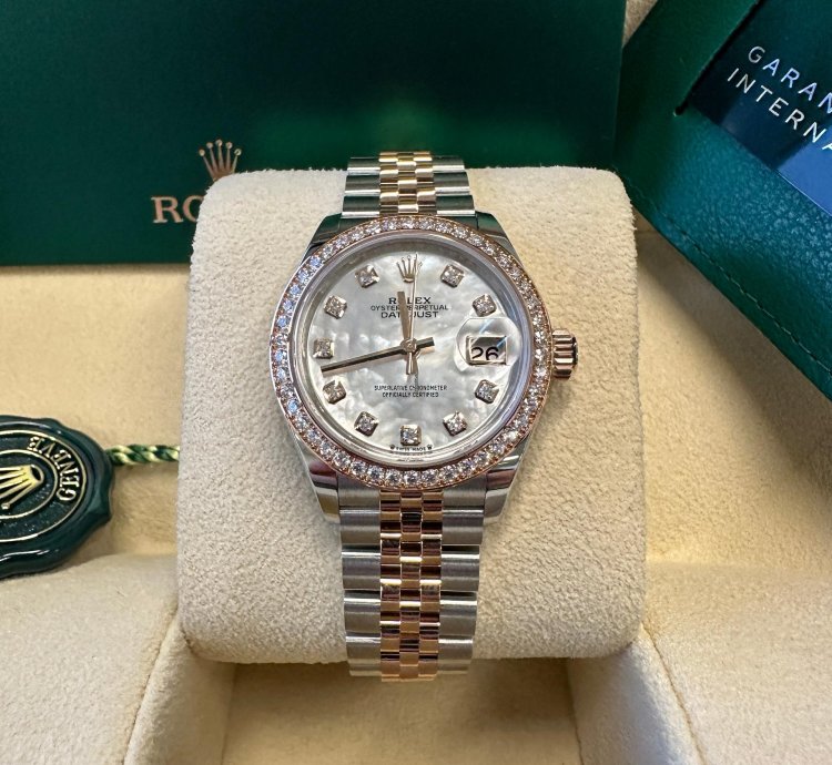 Rolex Lady-datejust New 2023 Mother Of Pearl Diamond Dial Diamond Bezel Two Tone Rose Gold