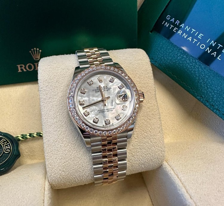 Rolex Lady-datejust New 2023 Mother Of Pearl Diamond Dial Diamond Bezel Two Tone Rose Gold