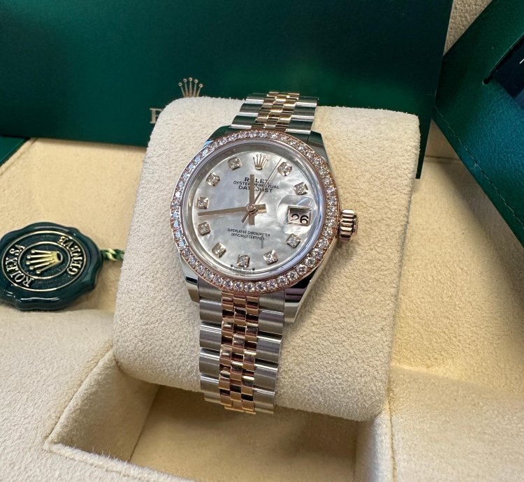 Rolex Lady-datejust New 2023 Mother Of Pearl Diamond Dial Diamond Bezel Two Tone Rose Gold