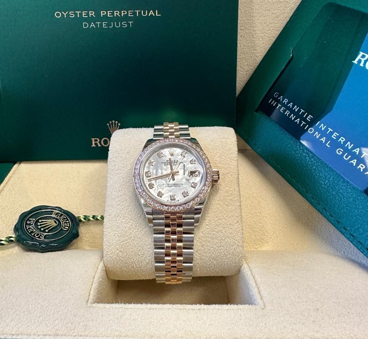 Rolex Lady-datejust New 2023 Mother Of Pearl Diamond Dial Diamond Bezel Two Tone Rose Gold