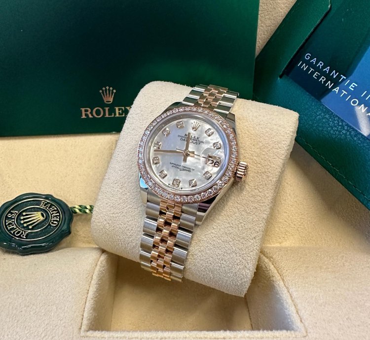 Rolex Lady-datejust New 2023 Mother Of Pearl Diamond Dial Diamond Bezel Two Tone Rose Gold