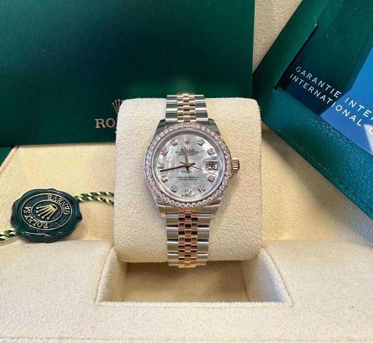 Rolex Lady-datejust New 2023 Mother Of Pearl Diamond Dial Diamond Bezel Two Tone Rose Gold