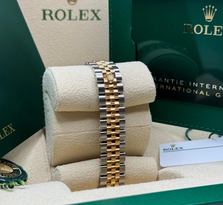 Rolex Lady-datejust New 2024 Champagne Roman Dial Diamond Bezel Two Tone Yellow Gold Jubilee