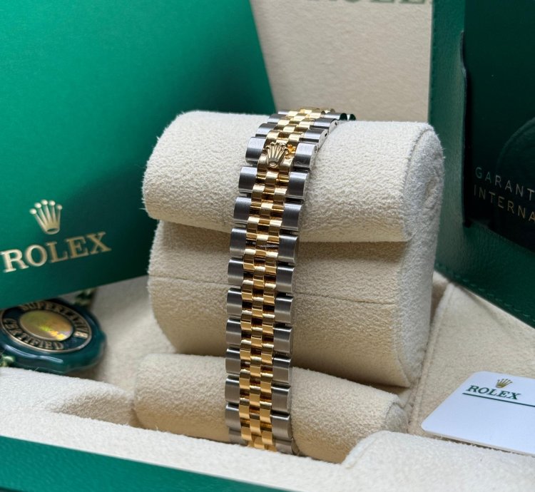 Rolex Lady-datejust New 2024 Champagne Roman Dial Diamond Bezel Two Tone Yellow Gold Jubilee