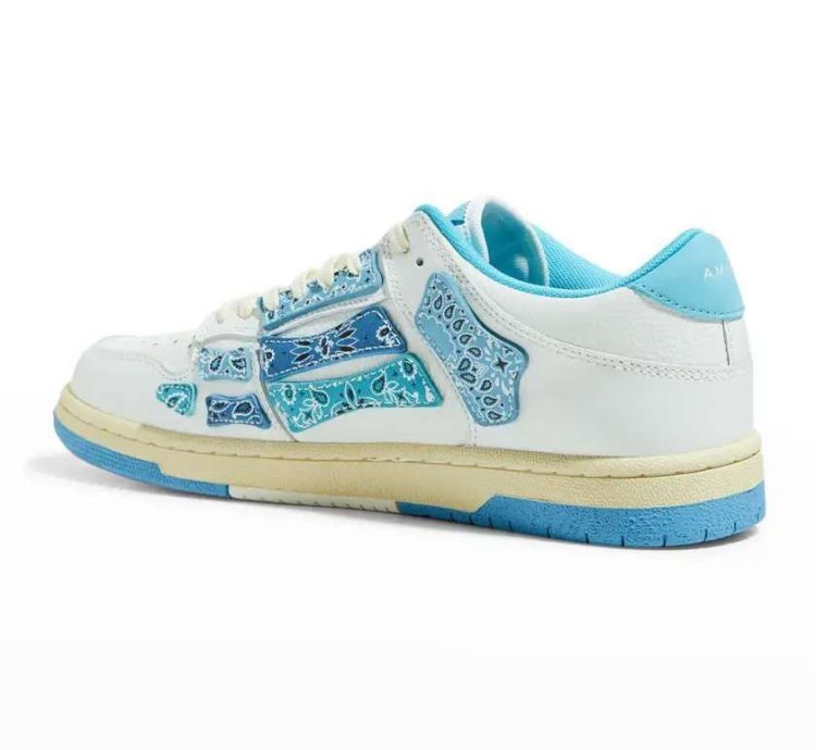 new Men Bandana Skeleton Leather Low-top Sneaker