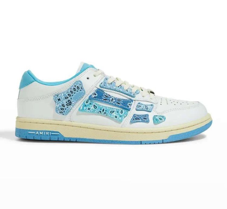 new Men Bandana Skeleton Leather Low-top Sneaker