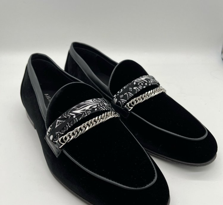 60 Off Amiri Bandana Chain Velvet Loafer Shoes