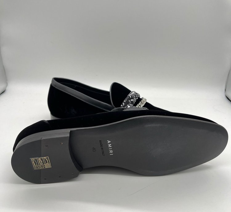 60 Off Amiri Bandana Chain Velvet Loafer Shoes