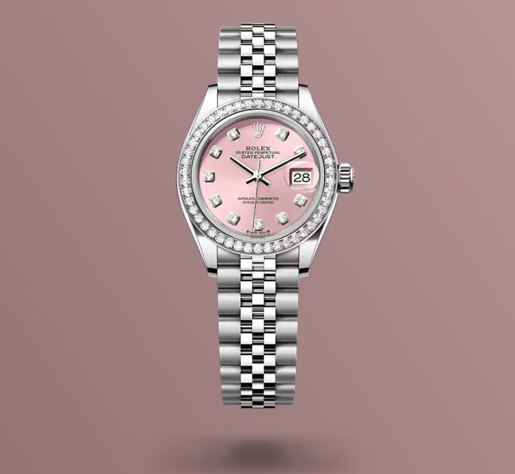 Rolex Lady-datejust New 2024 Pink Diamond Dial Diamond Bezel Stainless Steel Jubilee 28mm