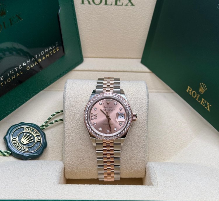 Rolex Lady-datejust New 2024 Pink Star Diamond Dial Two Tone Rose Gold Diamond Bezel Jubilee