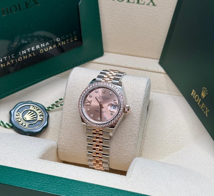 Rolex Lady-datejust New 2024 Pink Star Diamond Dial Two Tone Rose Gold Diamond Bezel Jubilee
