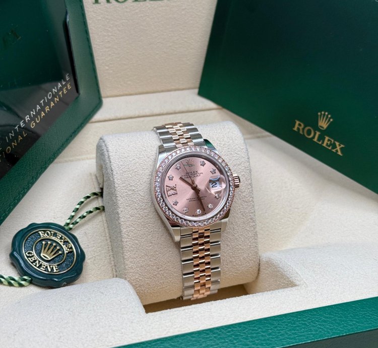 Rolex Lady-datejust New 2024 Pink Star Diamond Dial Two Tone Rose Gold Diamond Bezel Jubilee