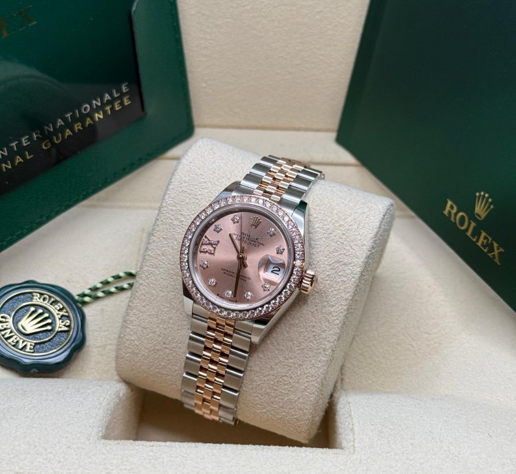 Rolex Lady-datejust New 2024 Pink Star Diamond Dial Two Tone Rose Gold Diamond Bezel Jubilee