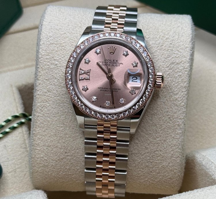 Rolex Lady-datejust New 2024 Pink Star Diamond Dial Two Tone Rose Gold Diamond Bezel Jubilee