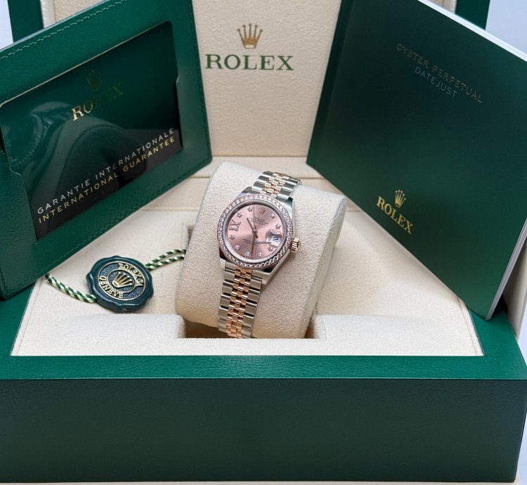Rolex Lady-datejust New 2024 Pink Star Diamond Dial Two Tone Rose Gold Diamond Bezel Jubilee