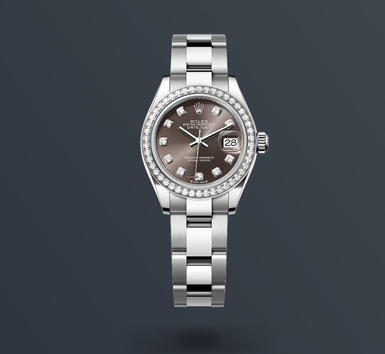 Rolex Lady-datejust New 2024 Rhodium Grey Diamond Dial Diamond Bezel Stainless Steel Oyster 28mm